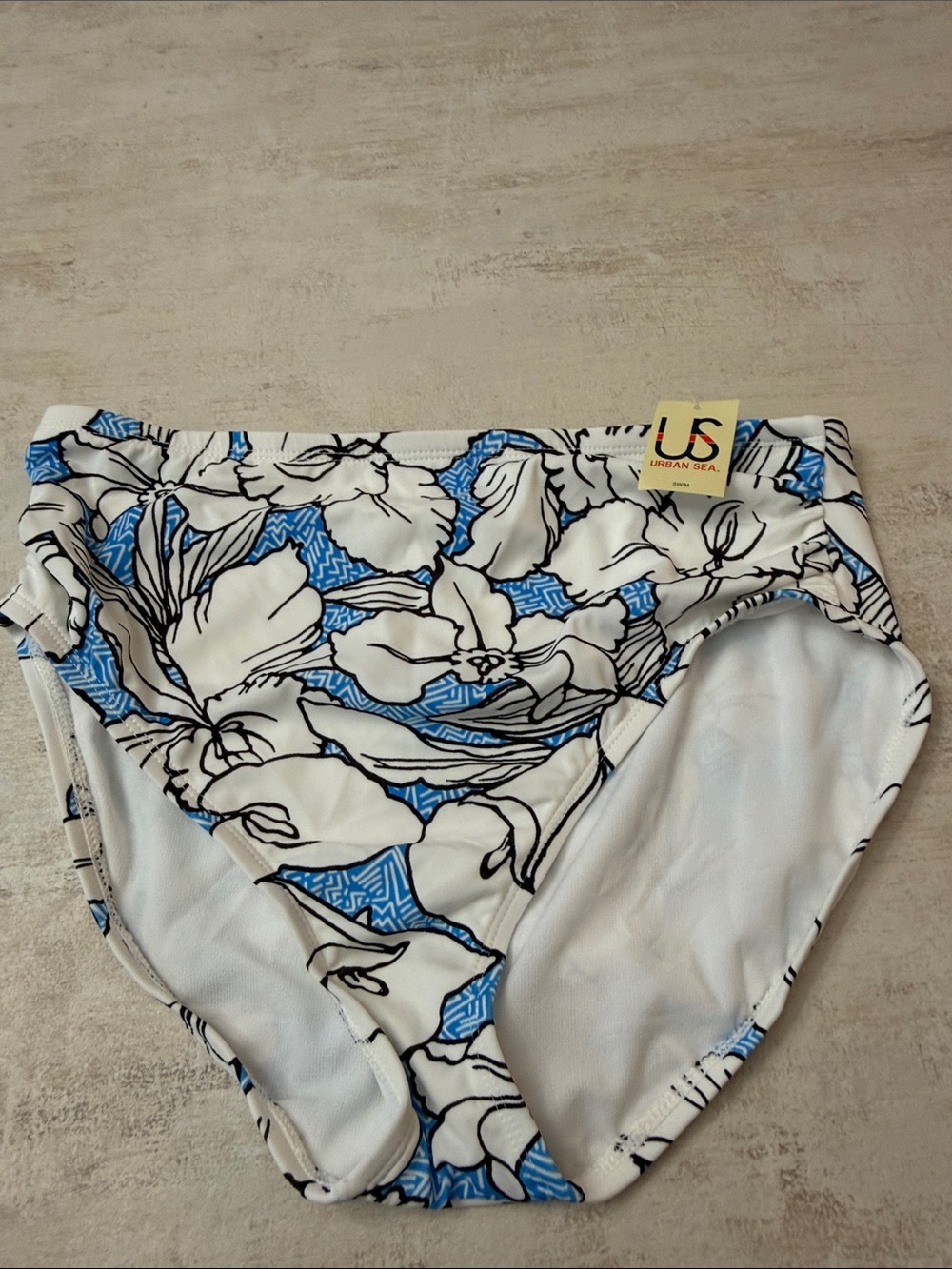 Urban Sea Floral Bikini Bottoms in White & Blue